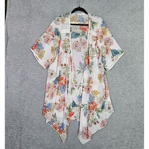 Emary Park Floral Kimono Women's Size M Sheer Duster Cardigan